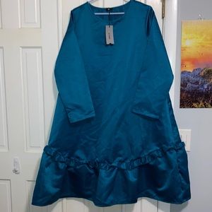 Vonda Teal Long Sleeve Dress
